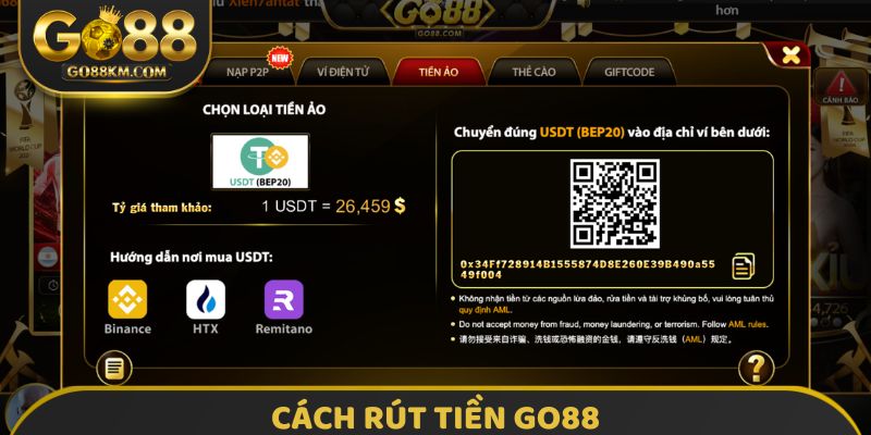 Cách rút tiền GO88