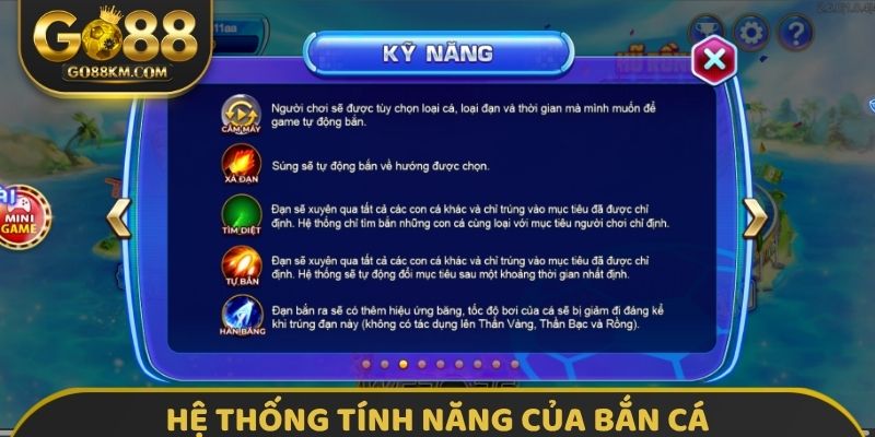 Hệ thống tính năng của bắn cá