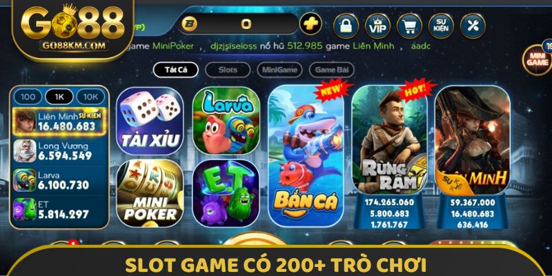 Slot game có 200+ trò chơi