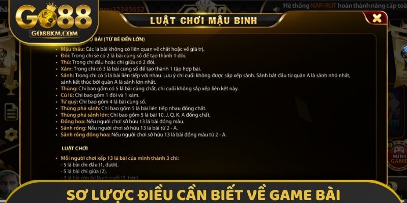 Sơ lược điều cần biết về Game bài